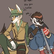 MacCoyote comforts Sole Survivor Briar Badger